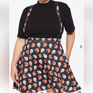 Hot Topic Halloween Michael Myers Suspender Skirt Black Orange Large HW210604